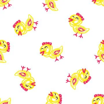Seamless pattern. Hand drawn crayon texture style Stock Illustration