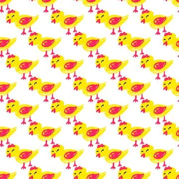 Seamless pattern. Hand drawn crayon texture style Stock Illustration