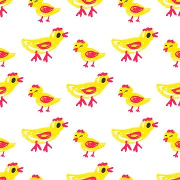 Seamless pattern. Hand drawn crayon texture style Stock Illustration