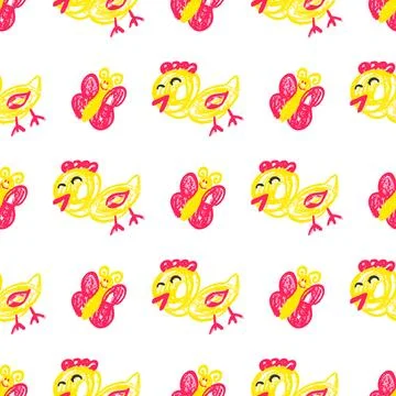 Seamless pattern. Hand drawn crayon texture style Stock-Illustration