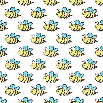 Seamless pattern. Hand drawn crayon texture style Stock Illustration