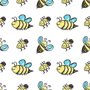 Seamless pattern. Hand drawn crayon texture style Stock Illustration