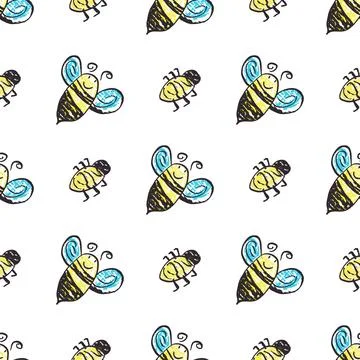 Seamless pattern. Hand drawn crayon texture style Stock Illustration