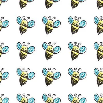 Seamless pattern. Hand drawn crayon texture style Stock Illustration