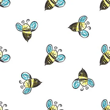 Seamless pattern. Hand drawn crayon texture style Stock Illustration