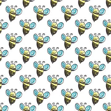 Seamless pattern. Hand drawn crayon texture style Stock-Illustration