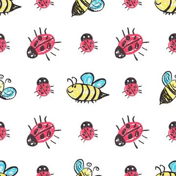 Seamless pattern. Hand drawn crayon texture style Stock-Illustration