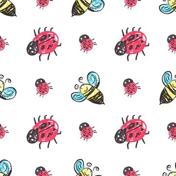 Seamless pattern. Hand drawn crayon texture style Illustrazione stock