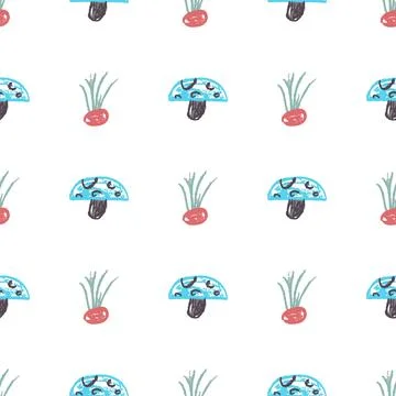 Seamless pattern. Hand drawn crayon texture style Stock Illustration