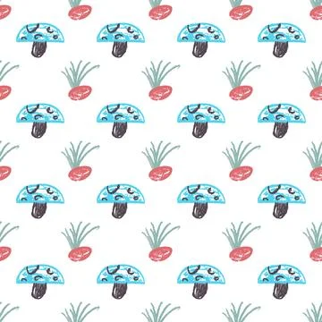 Seamless pattern. Hand drawn crayon texture style Stock Illustration