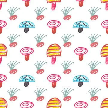 Seamless pattern. Hand drawn crayon texture style Stock Illustration