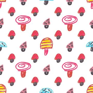 Seamless pattern. Hand drawn crayon texture style Stock Illustration