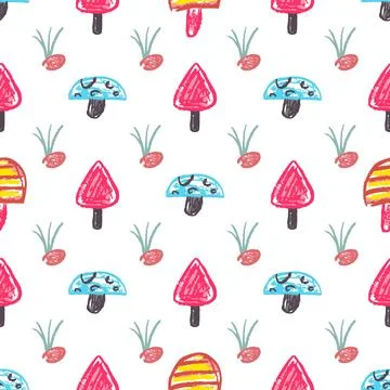 Seamless pattern. Hand drawn crayon texture style Stock Illustration