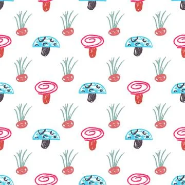 Seamless pattern. Hand drawn crayon texture style Stock Illustration