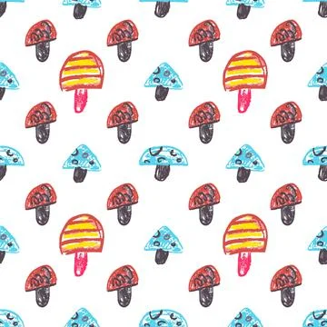 Seamless pattern. Hand drawn crayon texture style Stock Illustration