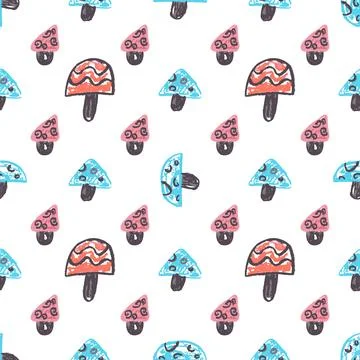 Seamless pattern. Hand drawn crayon texture style Stock Illustration