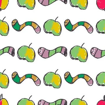 Seamless pattern. Hand drawn crayon texture style Stock Illustration