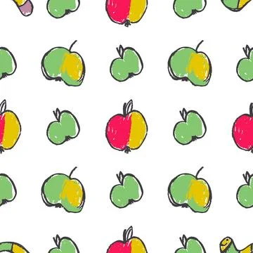 Seamless pattern. Hand drawn crayon texture style Stock Illustration