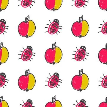 Seamless pattern. Hand drawn crayon texture style Stock Illustration