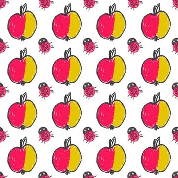 Seamless pattern. Hand drawn crayon texture style Stock Illustration