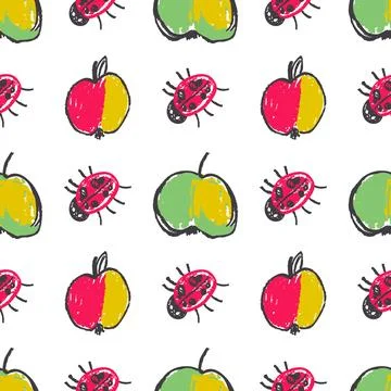 Seamless pattern. Hand drawn crayon texture style Stock Illustration