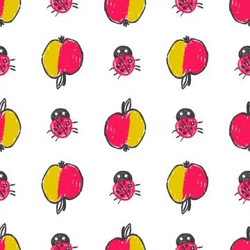 Seamless pattern. Hand drawn crayon texture style Stock Illustration