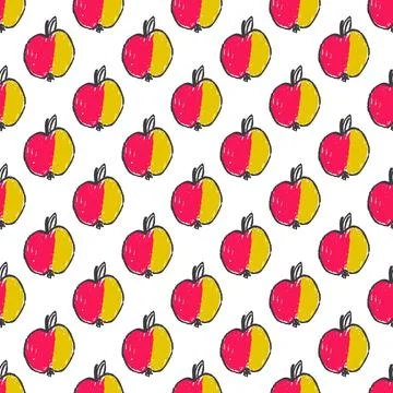 Seamless pattern. Hand drawn crayon texture style Stock Illustration