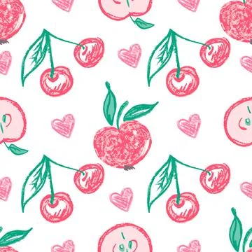 Seamless pattern. Hand drawn crayon texture style Stock Illustration