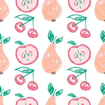 Seamless pattern. Hand drawn crayon texture style Stock Illustration