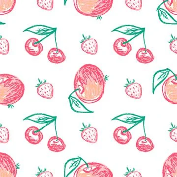 Seamless pattern. Hand drawn crayon texture style Stock Illustration