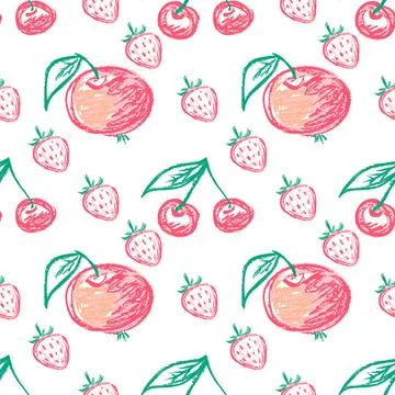 Seamless pattern. Hand drawn crayon texture style Stock Illustration