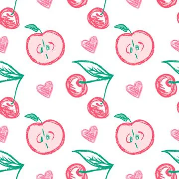 Seamless pattern. Hand drawn crayon texture style Stock Illustration