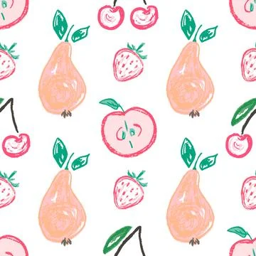 Seamless pattern. Hand drawn crayon texture style Stock Illustration