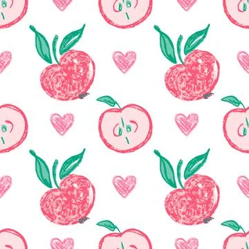 Seamless pattern. Hand drawn crayon texture style Stock Illustration