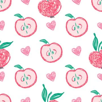 Seamless pattern. Hand drawn crayon texture style Stock Illustration