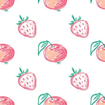 Seamless pattern. Hand drawn crayon texture style Stock Illustration