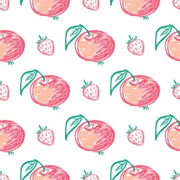 Seamless pattern. Hand drawn crayon texture style Stock Illustration