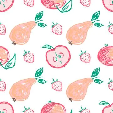 Seamless pattern. Hand drawn crayon texture style Stock Illustration