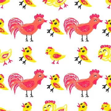 Seamless pattern. Hand drawn crayon texture style Stock Illustration