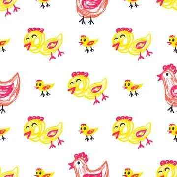 Seamless pattern. Hand drawn crayon texture style Stock Illustration