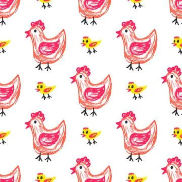 Seamless pattern. Hand drawn crayon texture style Stock Illustration