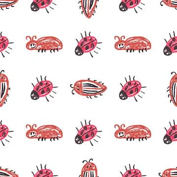 Seamless pattern. Hand drawn crayon texture style Stock Illustration
