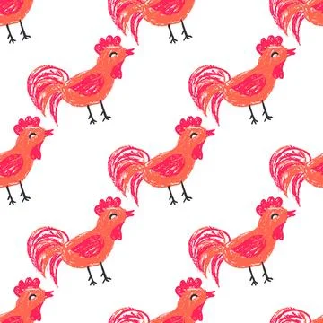 Seamless pattern. Hand drawn crayon texture style Stock Illustration