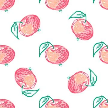 Seamless pattern. Hand drawn crayon texture style Stock Illustration