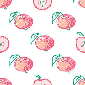 Seamless pattern. Hand drawn crayon texture style Stock Illustration