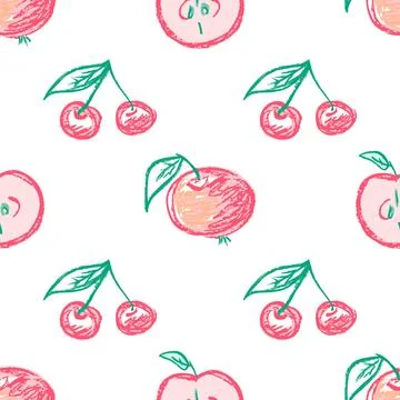 Seamless pattern. Hand drawn crayon texture style Stock Illustration