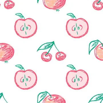 Seamless pattern. Hand drawn crayon texture style Stock Illustration