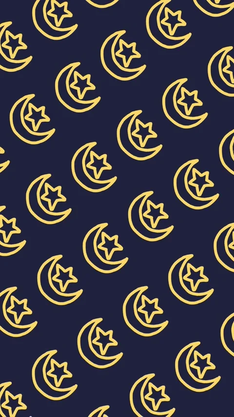 Seamless pattern of hand-drawn crescent moons and stars on abstract background Stock Footage 338372886