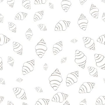 A seamless pattern with hand-drawn croissants in a minimalist line style Illustrazione stock