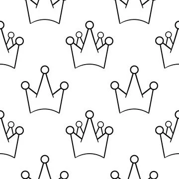 Seamless pattern hand drawn crown symbol Stock Illustration
